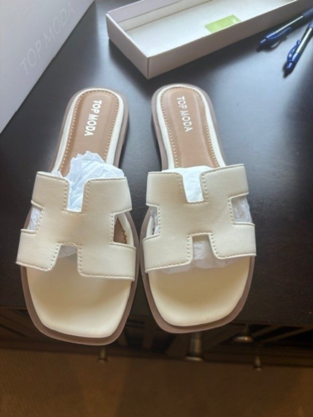 Top Moda White Flat Sandals